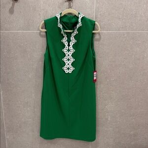 NWT - Vince Camuto Emerald Mini Dress with Ivory Embellishments